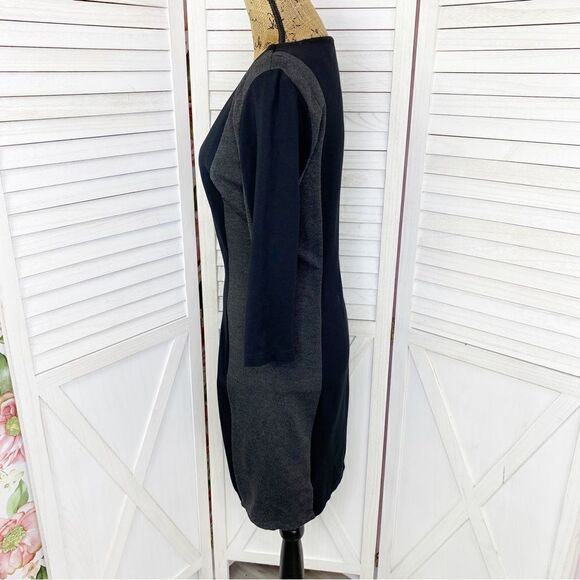 H&M Knit Colorblock Bodycon Sheath Dress Black Gray Medium - Picture 3 of 14
